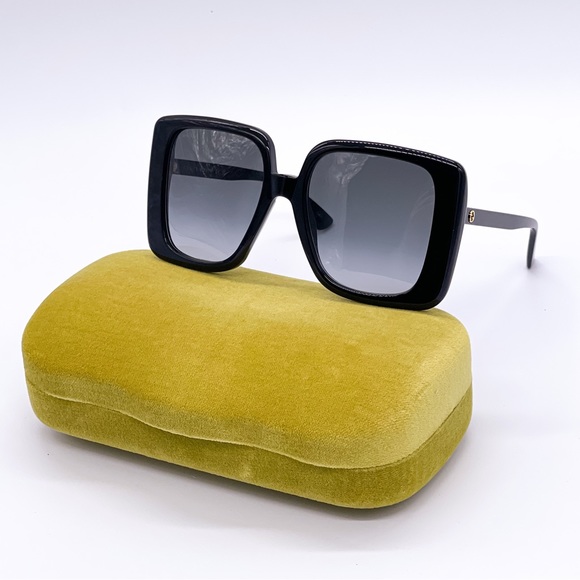 NEW GUCCI GG1314S 001 WOMEN’S BLACK SQUARE FRAME SUNGLASSES GUCCI - Picture 3 of 14